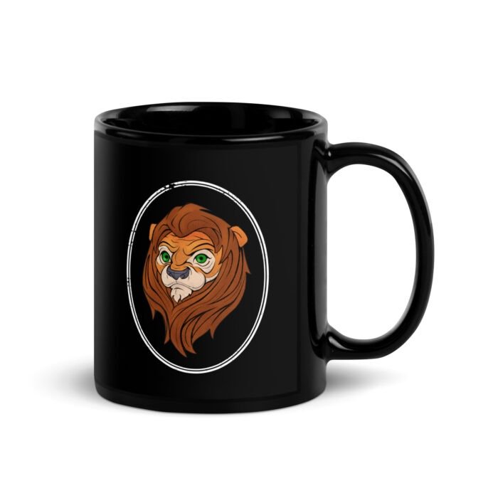 Black Glossy Lion Mug