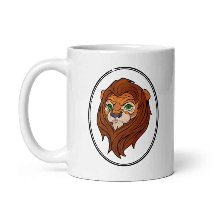 White glossy Lion mug - Image 2