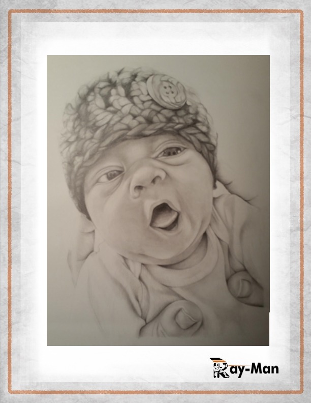 baby drawing with large button mockup