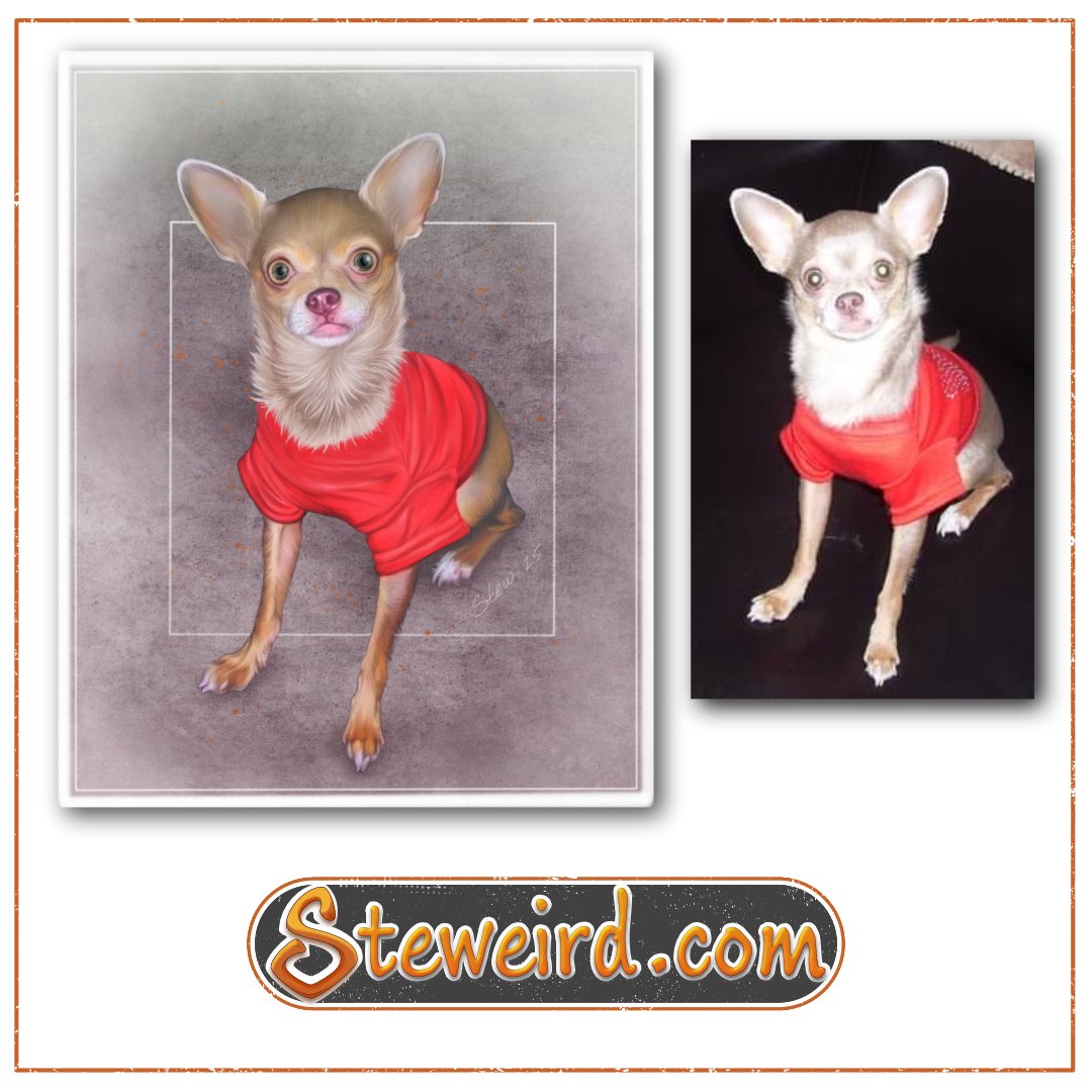 Before and after of Chihuahua digital painting