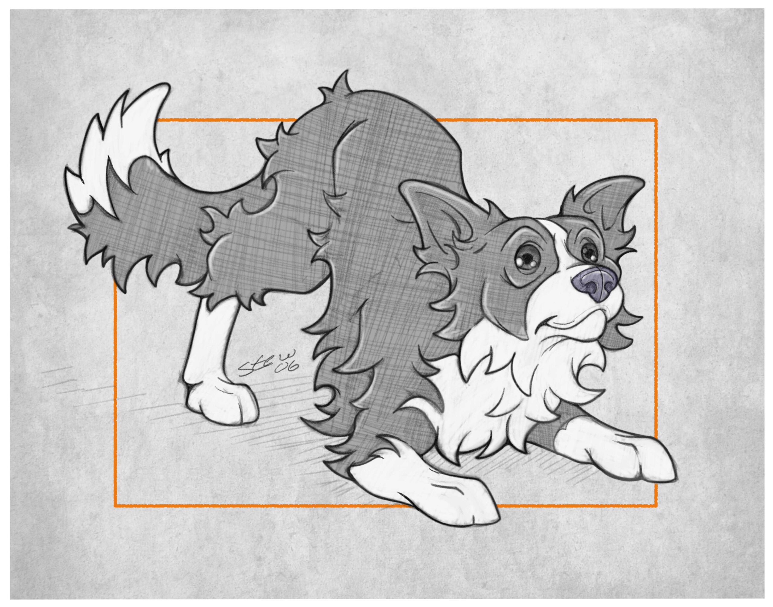 Illustrated Cartoon Border collie