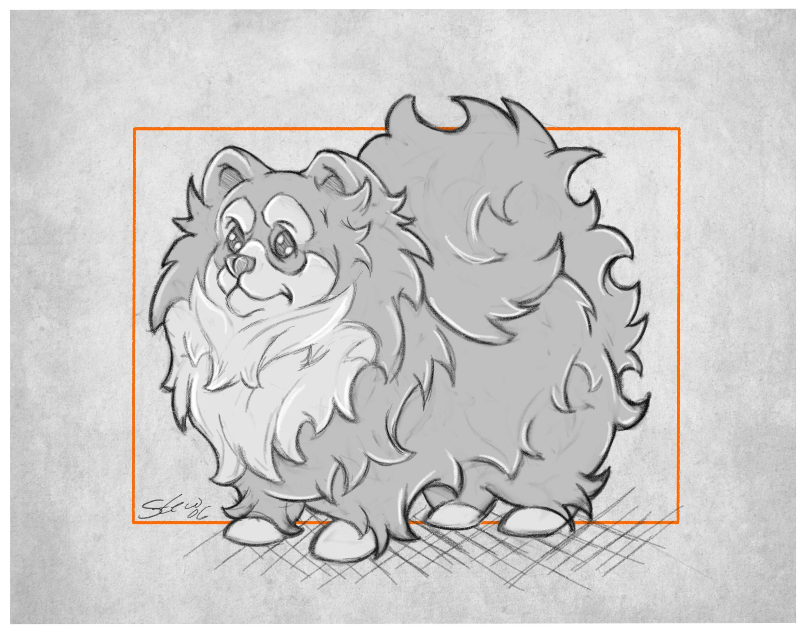Illustrated cartoon Pomeranian