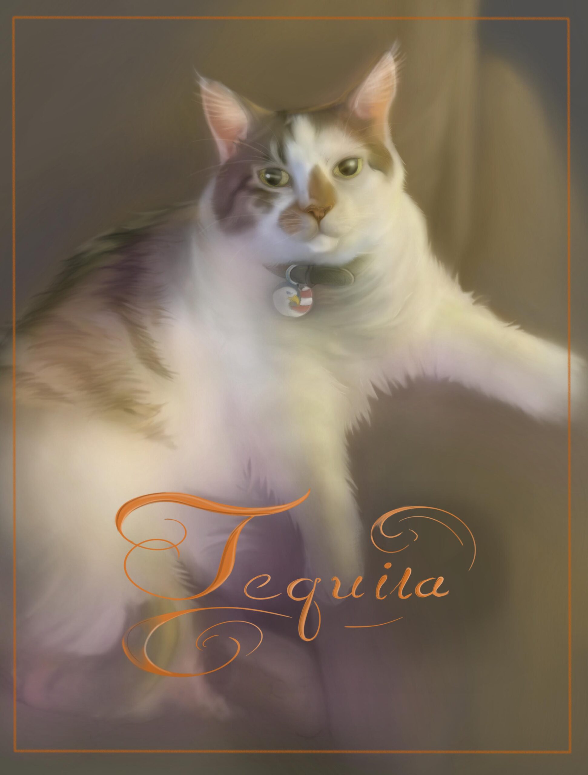 Digital Painting cat on couch